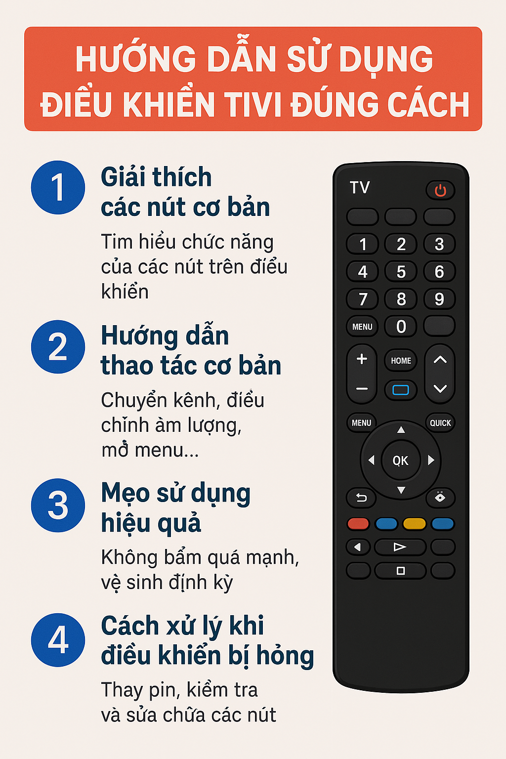 hướng dẫn sử dụng điều khiển tivi